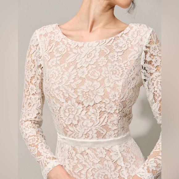 NWT RIHOAS The White Lace Long Sleeve Backless Maxi Dress Sz S - Picture 2 of 16